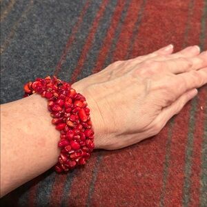 Red Pebble Stretch Bracelet